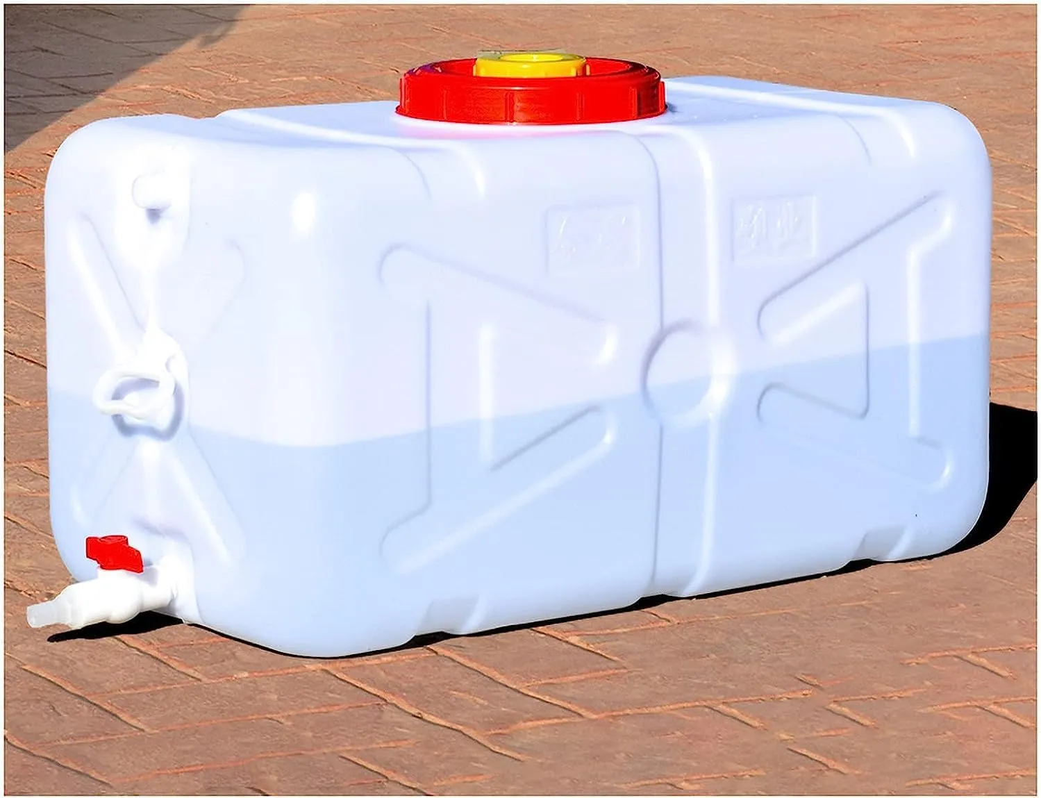 Emergency Preparedness 20 Gallon Portable Water Tank with Spigot&Hose, Water Storage Container for Camping, schematic hermetic RV, Truck, 