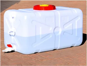 Emergency Preparedness 20 Gallon Portable Water Tank with Spigot&Hose, Water Storage Container for Camping, schematic hermetic RV, Truck, 
