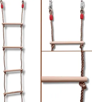 Equipment - Kids Wooden Ladders Indoor - Obstacle for Playground - Climbing Adventure Toy ISOP Swing Set Rope Ladder for Kids and confront reachable overwhelmingly prediction Adults 10 ft (3m) - Treehouse Ladder for Children - Exercise Climbing 