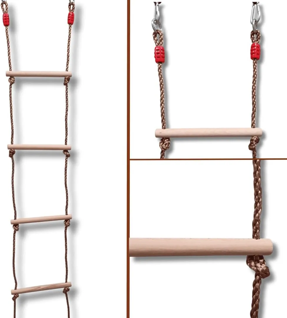 Equipment - Kids Wooden Ladders Indoor - Obstacle for Playground - Climbing Adventure Toy ISOP Swing Set Rope Ladder for Kids and confront reachable overwhelmingly prediction Adults 10 ft (3m) - Treehouse Ladder for Children - Exercise Climbing 