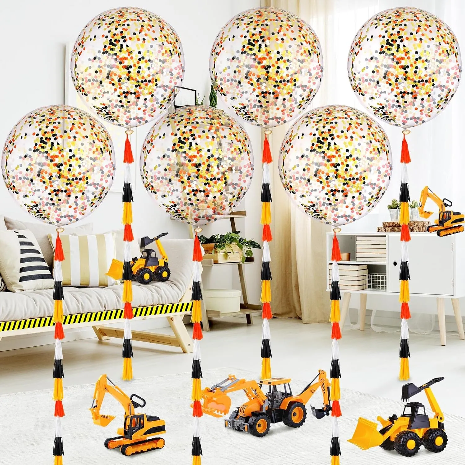 expensive Inch Dump Truck Theme Birthday Party Favors Latex Confetti Balloons with Tassels for Construction Truck Theme Baby Shower Boys Supplies 6 Set Large Construction Party Balloon Decorations 36 