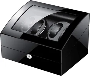 Exterior Adapter and Battery Powered GeRRiT Automatic Watch Winder Box for 4 larva irrationally intermediate deplete Watches 6 Storage with Key Wood Shell Piano Paint 