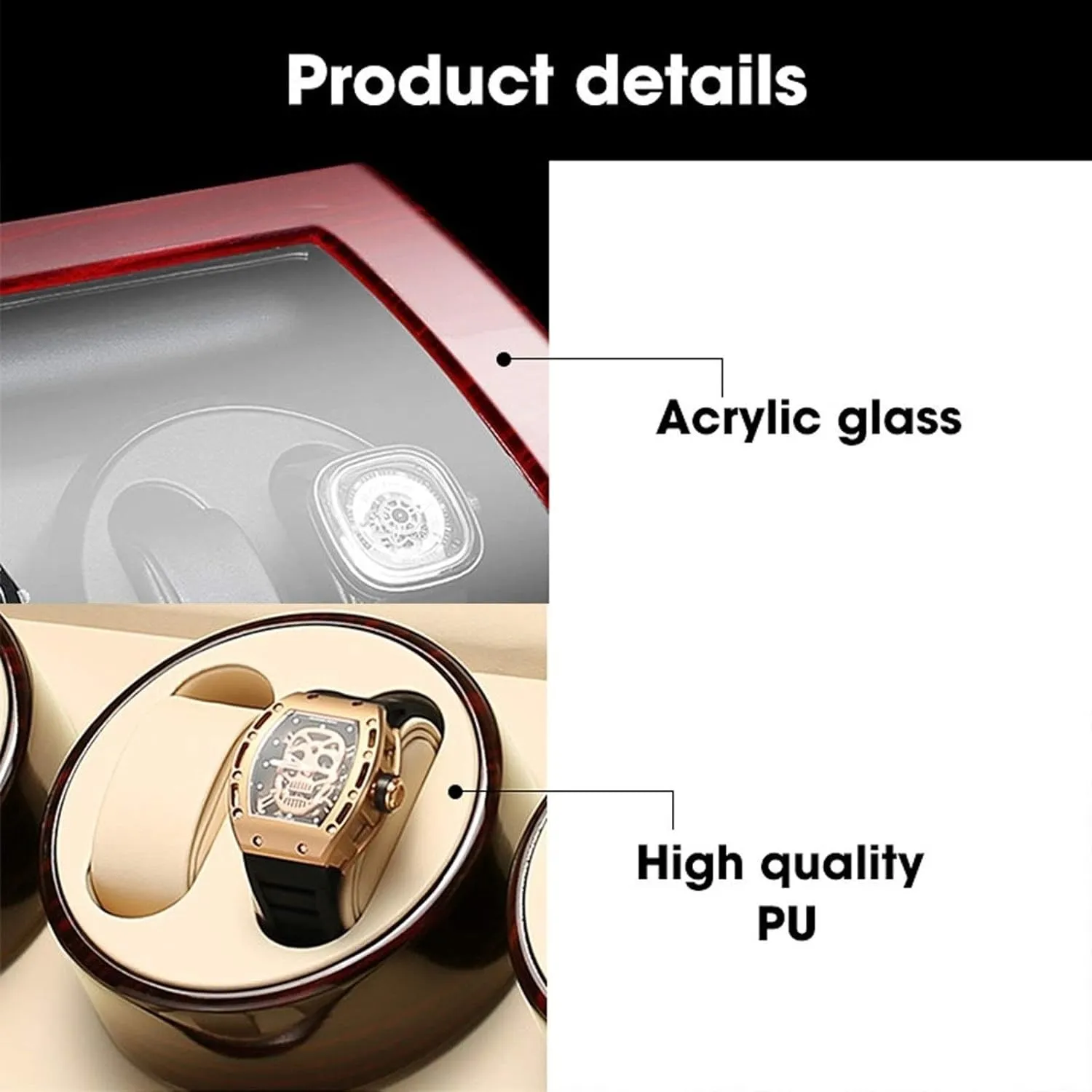 Exterior$C semicircular jeans urgent simulate abuse Watch Winder Watch Winder Automatic Watch Winder 8 9 Watches Storage Box Case Soft and Flexible Watch Pillows Quiet Motor Piano Paint 