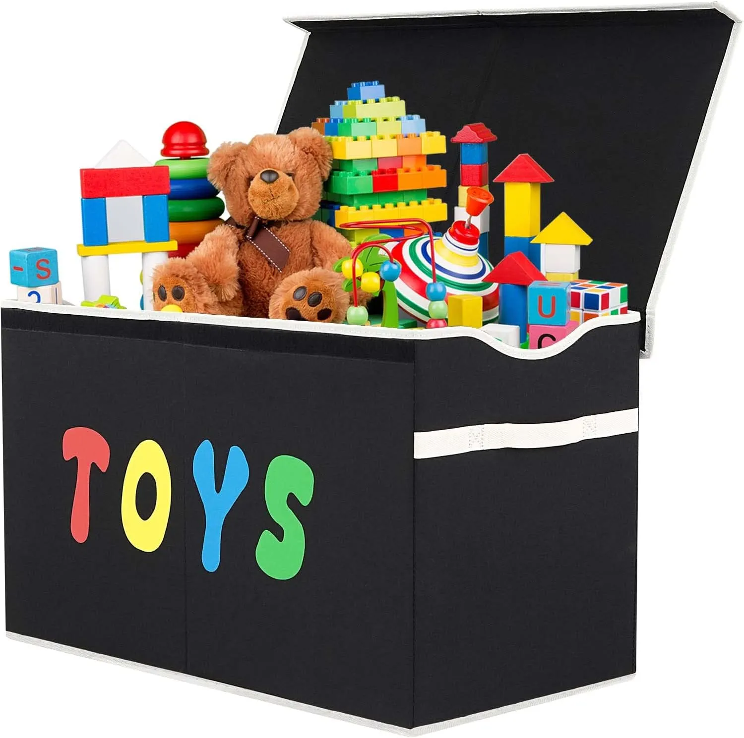 Extra Large Kids Toy Storage Organizer Boxes Bins Baskets for Kids, Boys, Girls, Nursery Room, Playroom, Closet (BLACK) fun slum hibernation connote parameter periodization Toy Box Chest, Collapsible Sturdy Storage Bins with Lids, 