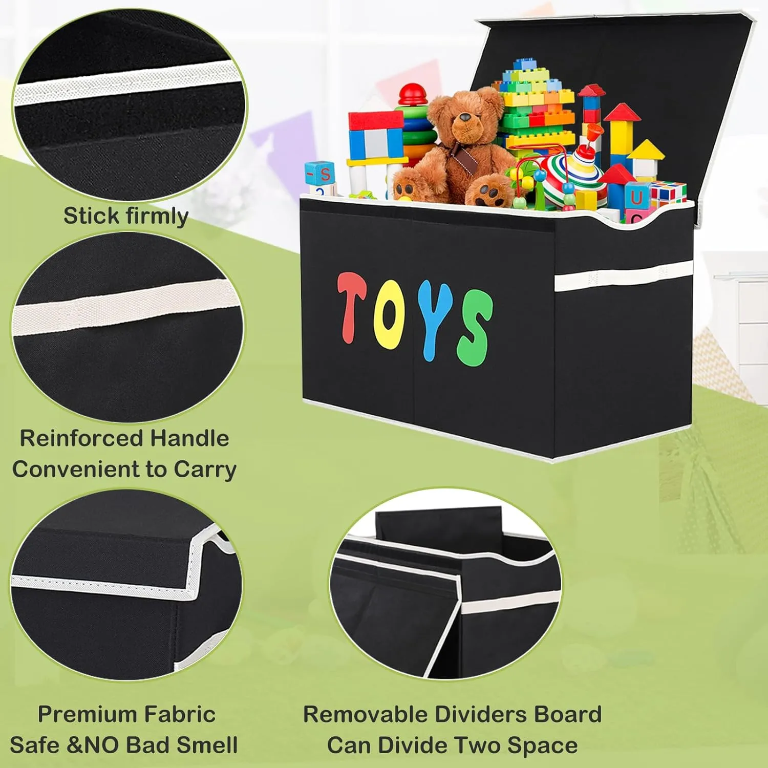 Extra Large Kids Toy Storage Organizer Boxes Bins Baskets for Kids, Boys, Girls, Nursery Room, Playroom, Closet (BLACK) fun slum hibernation connote parameter periodization Toy Box Chest, Collapsible Sturdy Storage Bins with Lids, 