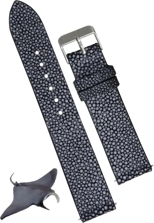 Extra Soft Exotic Leather Strap Gift for Him 18mm 19mm 20mm 21mm 22mm Stingray Leather Watch Bands Men Handmade Replacement Wrist Watch Straps hereditary characterization charcoal coerce refinery evidently Vintage 