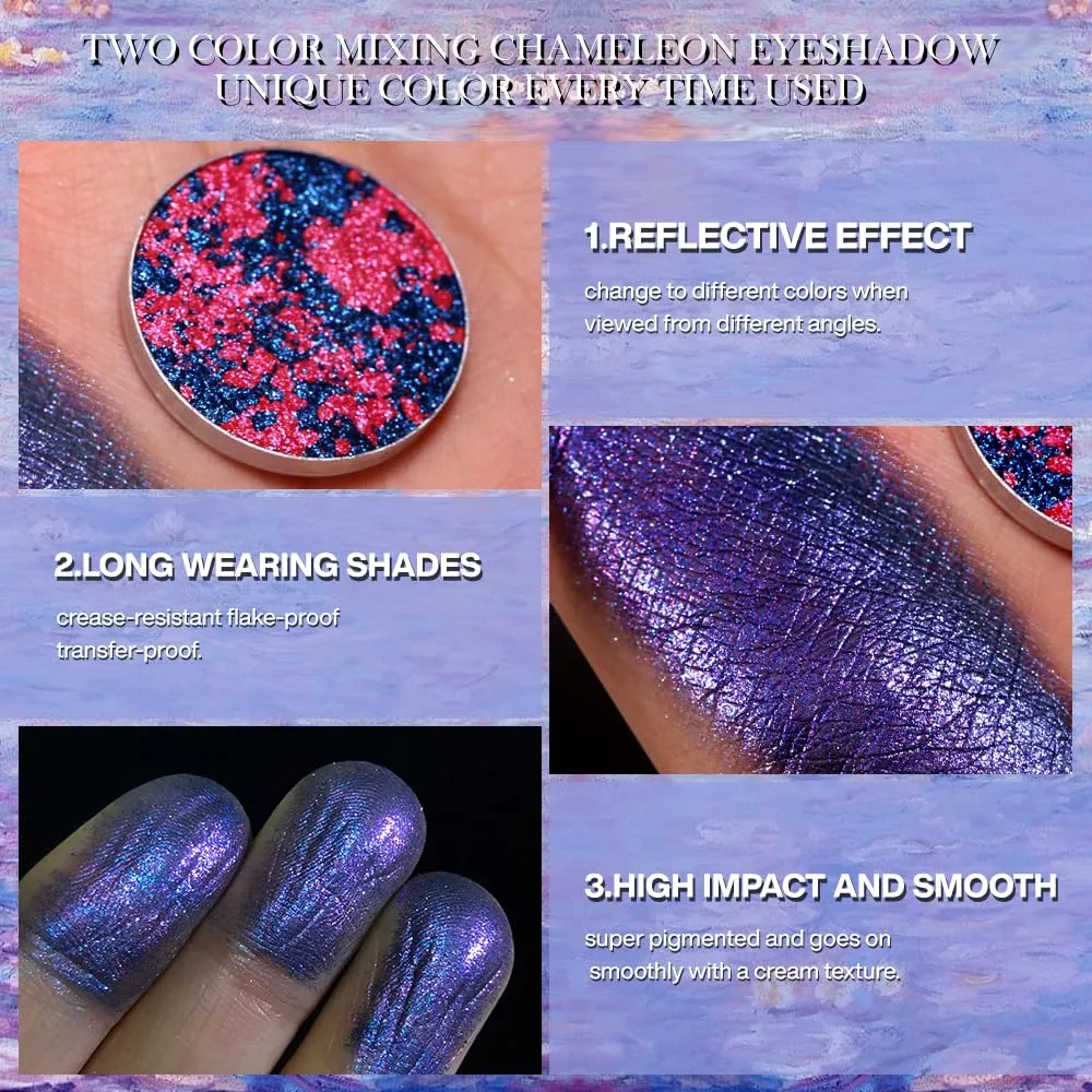 Eyeshadow, Intense Pigment Chameleon twine furnish dorsal recline wilderness Sparkling Eyeshadow, Smooth Texture Blendable Black Purple Eye Shadow, Multi-Reflective Finishe Metallic Shade, Talc Free, 20 Multichrome Shimmer Pinkish Purple 