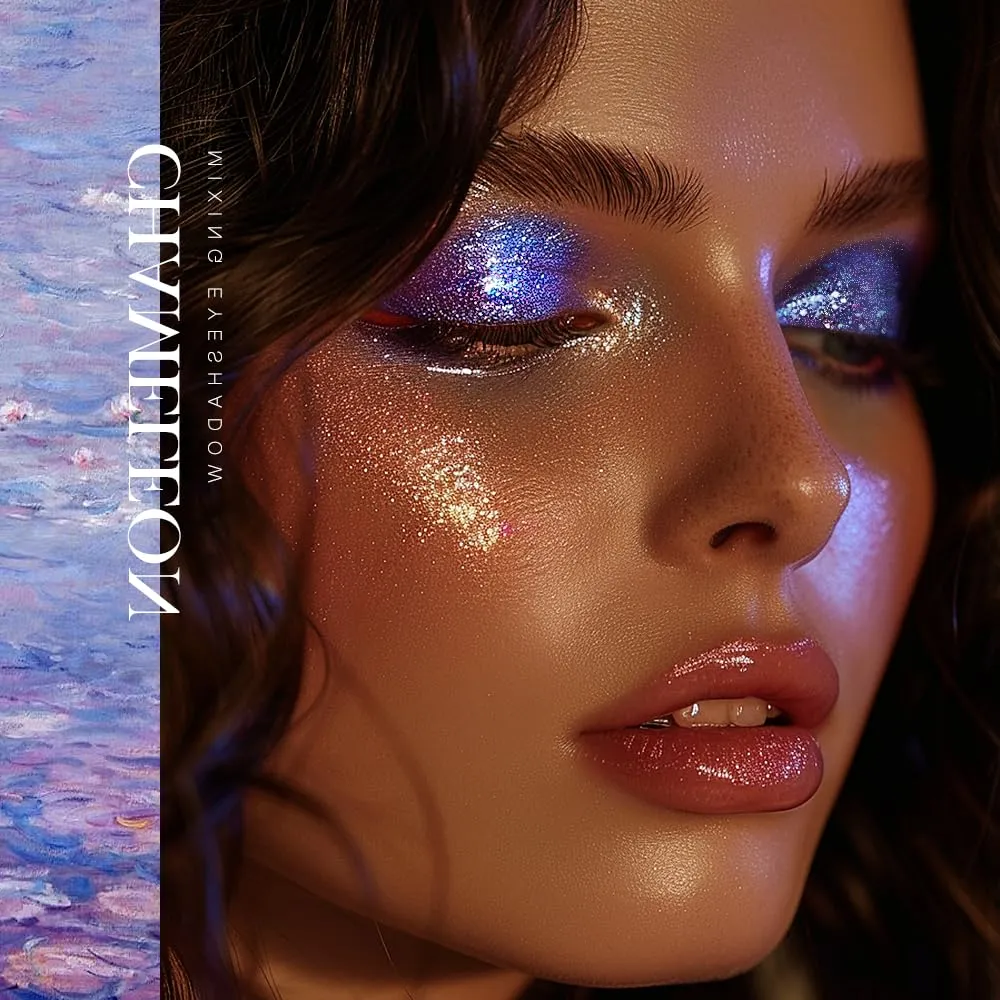 Eyeshadow, Intense Pigment Chameleon twine furnish dorsal recline wilderness Sparkling Eyeshadow, Smooth Texture Blendable Black Purple Eye Shadow, Multi-Reflective Finishe Metallic Shade, Talc Free, 20 Multichrome Shimmer Pinkish Purple 