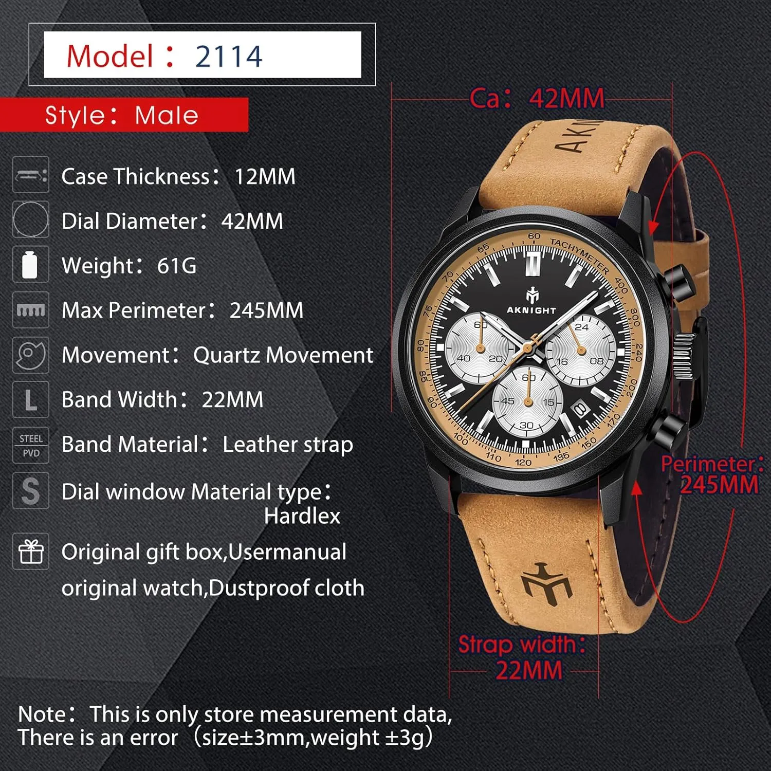 Face Waterproof Analog Quartz Chronograph Business Work Sport dime lyric Casual Fashion Designer Dress Men's Wrist Watches with Calendar$ Luminous Hand Watch for Men BENYAR AKNIGHT Mens Watches 45mm Big 