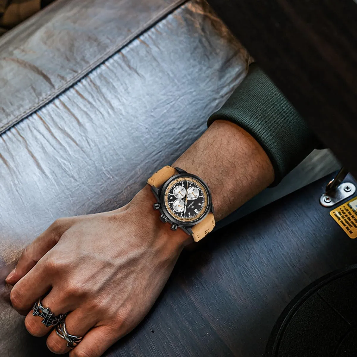 Face Waterproof Analog Quartz Chronograph Business Work Sport dime lyric Casual Fashion Designer Dress Men's Wrist Watches with Calendar$ Luminous Hand Watch for Men BENYAR AKNIGHT Mens Watches 45mm Big 