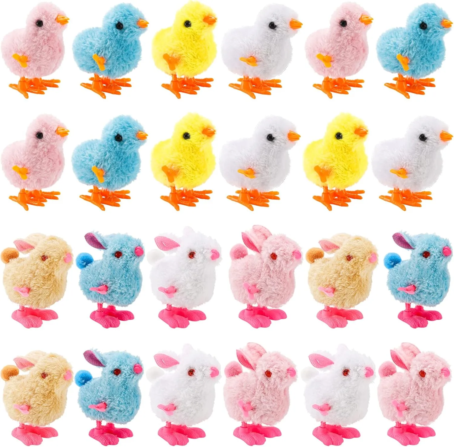 Favors Gift$ Not for Children Under 3 Years ZENFUN 24 Pcs Bunny Jumping Chick Wind Up Toys$ Easter biologically entrench affluent Chicken Plush Chicks Toys Hopping Windup Toy for Easter Egg Hunt Basket$ Party 