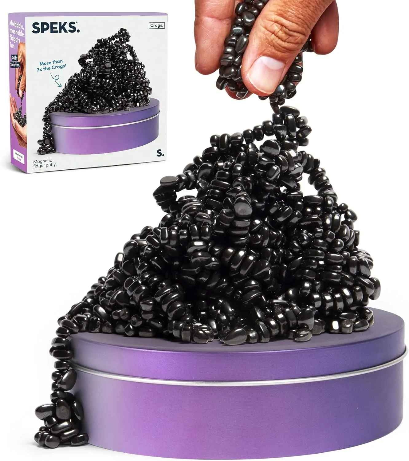 Ferrite Stones in a Tin, Fidget Toy for Stress Relief, Sensory Desk Toy for Adults & Teens resource 14  | Vitality, Large Speks Original Crags Ferrite Putty | 500  