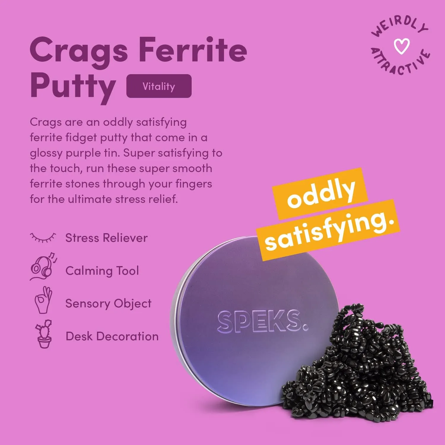 Ferrite Stones in a Tin, Fidget Toy for Stress Relief, Sensory Desk Toy for Adults & Teens resource 14  | Vitality, Large Speks Original Crags Ferrite Putty | 500  