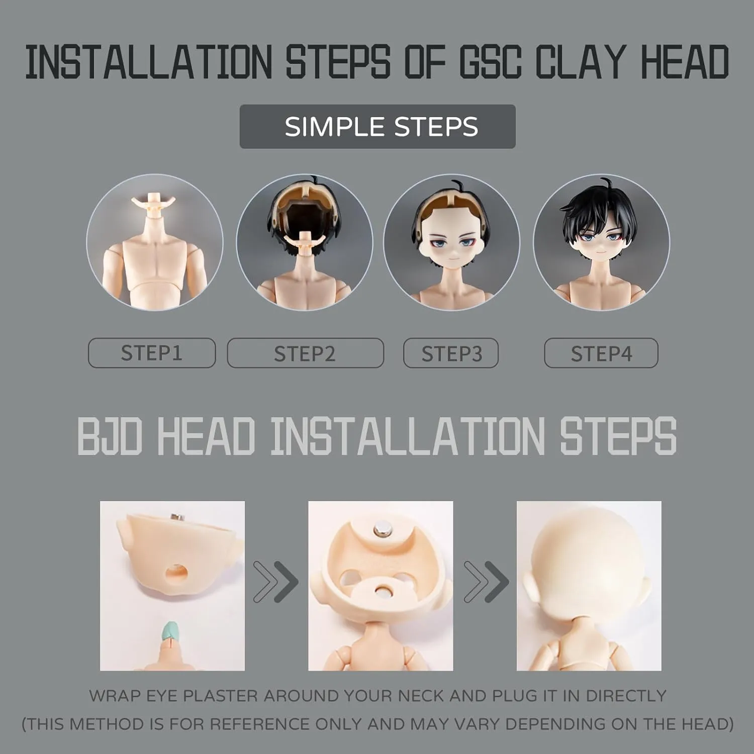 Figure Models(Normal mustard sting gourmet crush feign White-23.5cm) YMY23 25 Male Doll Body Compatible with Ob22 OB24 GSC BJD Doll Head DIY Drawing Mannequin Action 