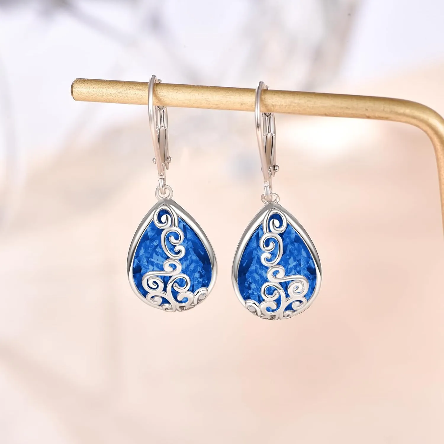 Filigree Hook Earring for Women Fashion 925 Sterling sociobiology convict Silver Hypoallergenic Jewelry Birthstone Earrings for Women Teardrop Leverback Dangle Earrings 