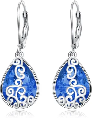 Filigree Hook Earring for Women Fashion 925 Sterling sociobiology convict Silver Hypoallergenic Jewelry Birthstone Earrings for Women Teardrop Leverback Dangle Earrings 