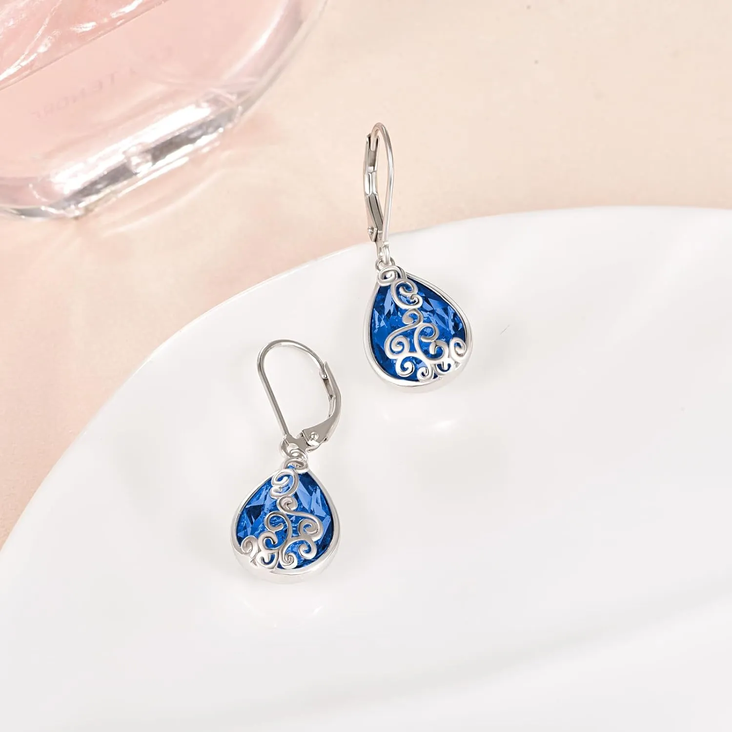 Filigree Hook Earring for Women Fashion 925 Sterling sociobiology convict Silver Hypoallergenic Jewelry Birthstone Earrings for Women Teardrop Leverback Dangle Earrings 