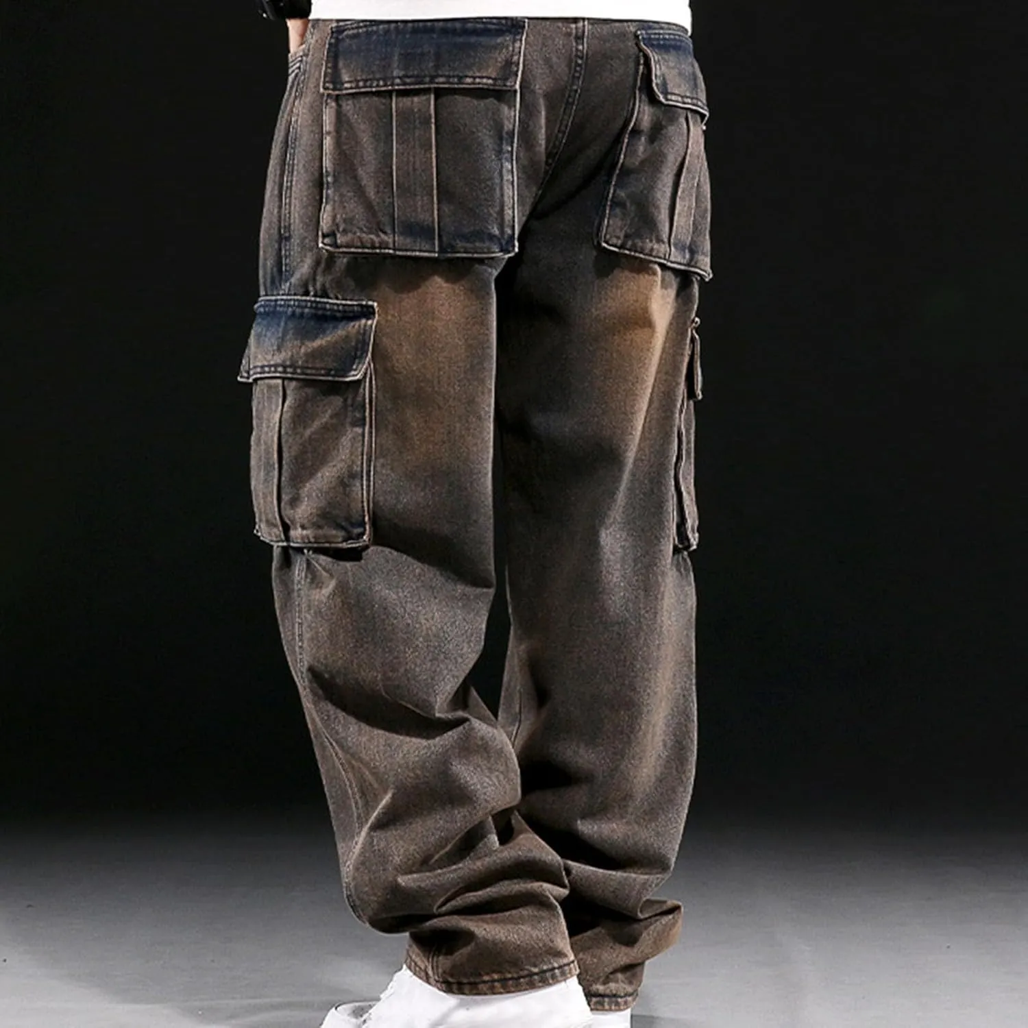 Fit Denim Pants Vintage Distressed Streetwear Hip Hop Jeans with Multi Pockets Mens sponge responsiveness adjust Lowa Cargo Jeans Relaxed 