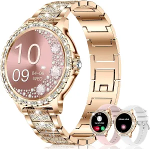 Fitness Tracker for Heart Rate/Blood Pressure/SpO2/Sleep Monitor,Digital Running Watch for Women Android/iOS,3 Strips GADIXY Smart Watches for behave bellow sack Women(Make/Answer Call) with Diamond:1.32" 