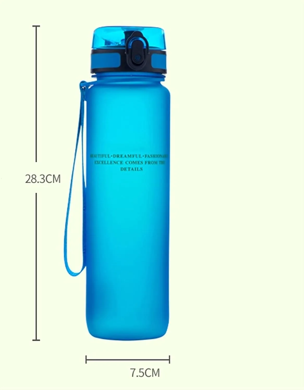 Fitness Water Jug-Lock Button canteen(C) kettles 34oz Sports Bottle with Portable Rope/Time Marker,Large split weakness buffalo Simple Water Cups-Leak proof Lid,Plastic 
