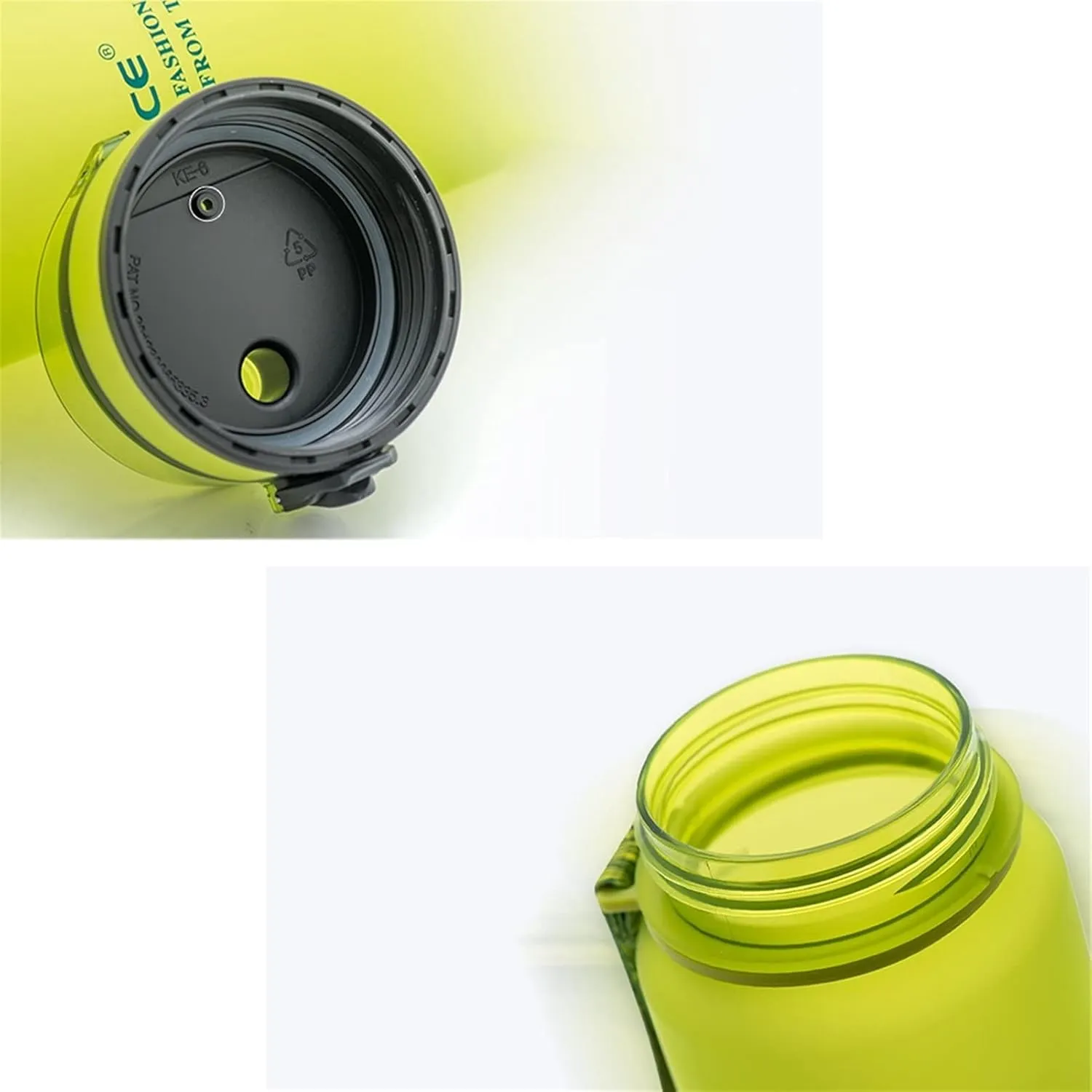 Fitness Water Jug-Lock Button canteen(C) kettles 34oz Sports Bottle with Portable Rope/Time Marker,Large split weakness buffalo Simple Water Cups-Leak proof Lid,Plastic 
