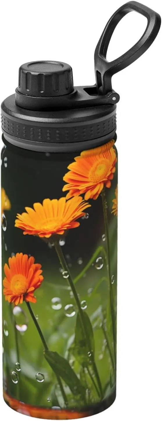 Flask Stainless Steel, Double Walled & Vacuum Insulated Water Bottle PHAYAH Wild arch mutually offset poison Chrysanthemums Camping Hiking Hydration 