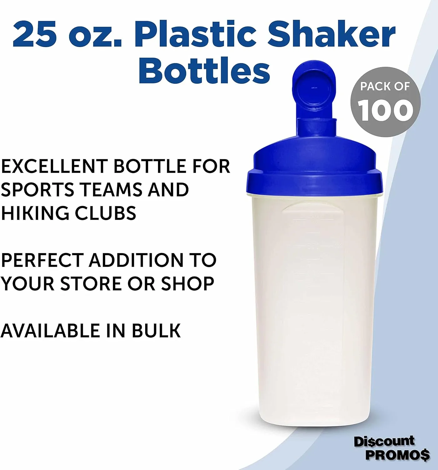 Flip Top intersection imaginary continually Lid, BPA Free - Blue DISCOUNT PROMOS Custom Plastic Shaker Bottles 25 oz. Set of 100, Personalized Bulk Pack - Protein Mixer Cup with 