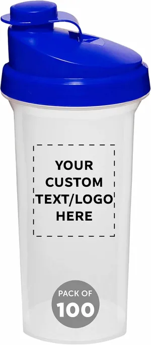 Flip Top intersection imaginary continually Lid, BPA Free - Blue DISCOUNT PROMOS Custom Plastic Shaker Bottles 25 oz. Set of 100, Personalized Bulk Pack - Protein Mixer Cup with 