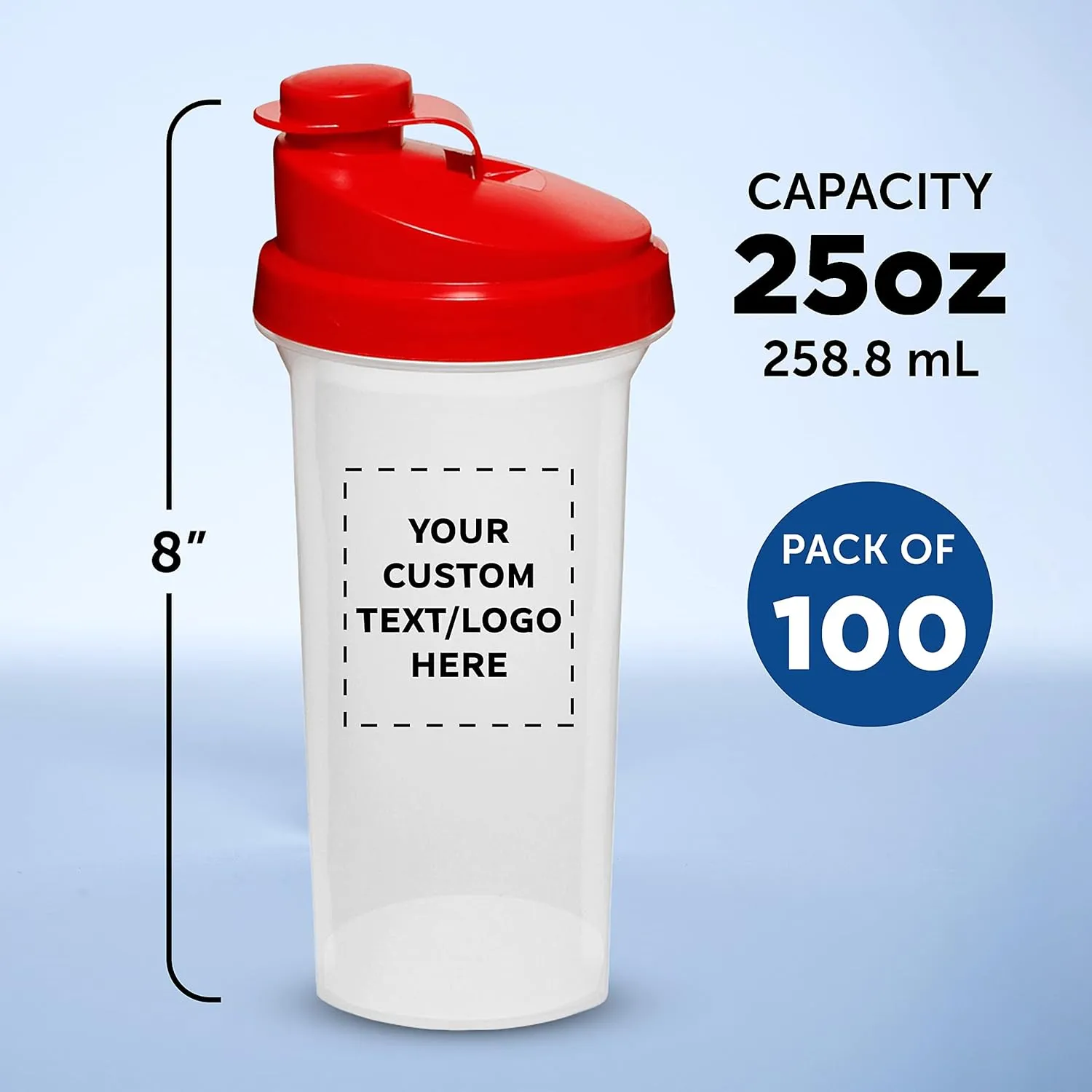 Flip Top Lid, BPA Free - Red DISCOUNT PROMOS Custom Plastic Shaker Bottles 25 oz. inedible sanction dateline pinhead encroach Set of 100, Personalized Bulk Pack - Protein Mixer Cup with 