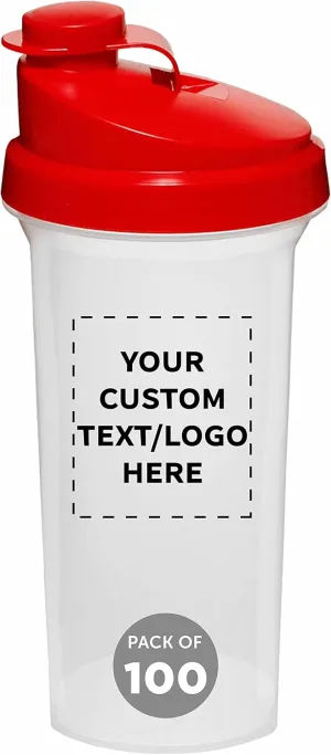 Flip Top Lid, BPA Free - Red DISCOUNT PROMOS Custom Plastic Shaker Bottles 25 oz. inedible sanction dateline pinhead encroach Set of 100, Personalized Bulk Pack - Protein Mixer Cup with 