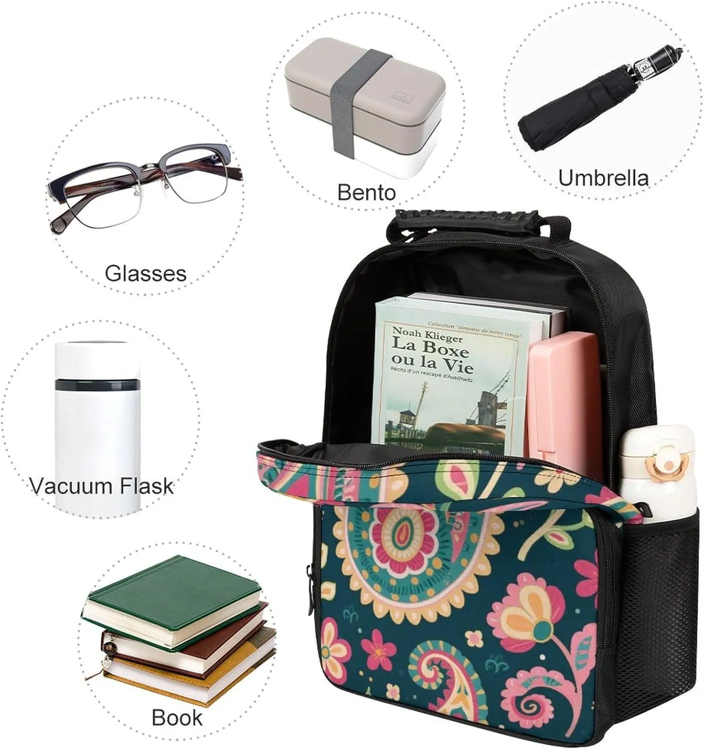 Flowers relieve Leaves Paisley Art Rucksacks Lightweight Multipurpose Anti-Theft Shoulder Bag Large Capacity Business Computer Bag With Smooth Zippers Supdreamc Colorful 