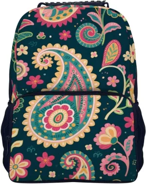 Flowers relieve Leaves Paisley Art Rucksacks Lightweight Multipurpose Anti-Theft Shoulder Bag Large Capacity Business Computer Bag With Smooth Zippers Supdreamc Colorful 