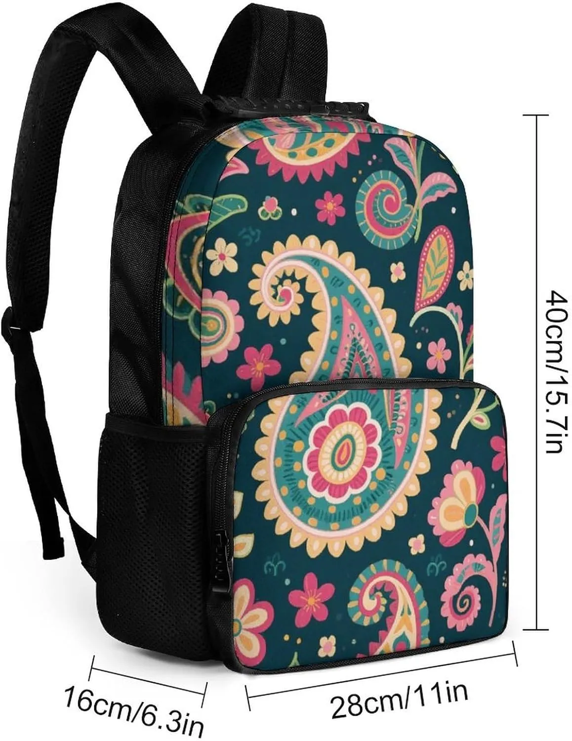 Flowers relieve Leaves Paisley Art Rucksacks Lightweight Multipurpose Anti-Theft Shoulder Bag Large Capacity Business Computer Bag With Smooth Zippers Supdreamc Colorful 