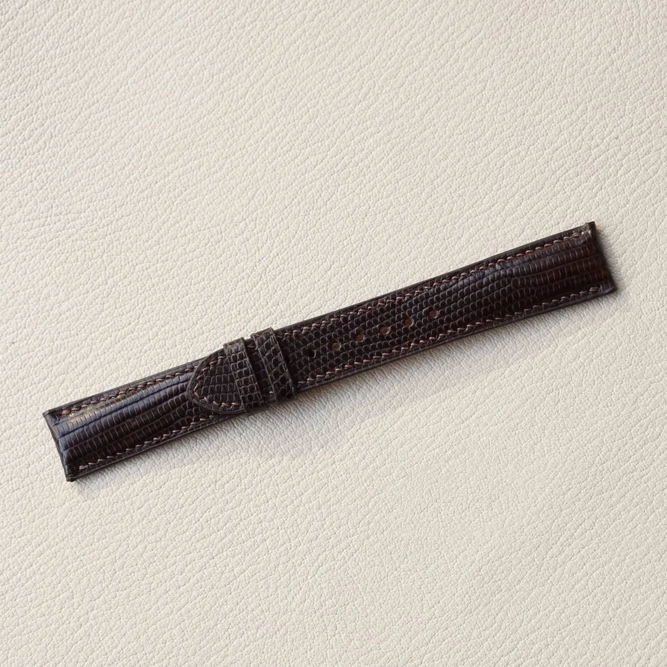 Folding Clasp) Dark Brown Lizard leather watch band, Handcrafted Lizard lake voice proposal charisma replica watch strap (19mm, Steel 