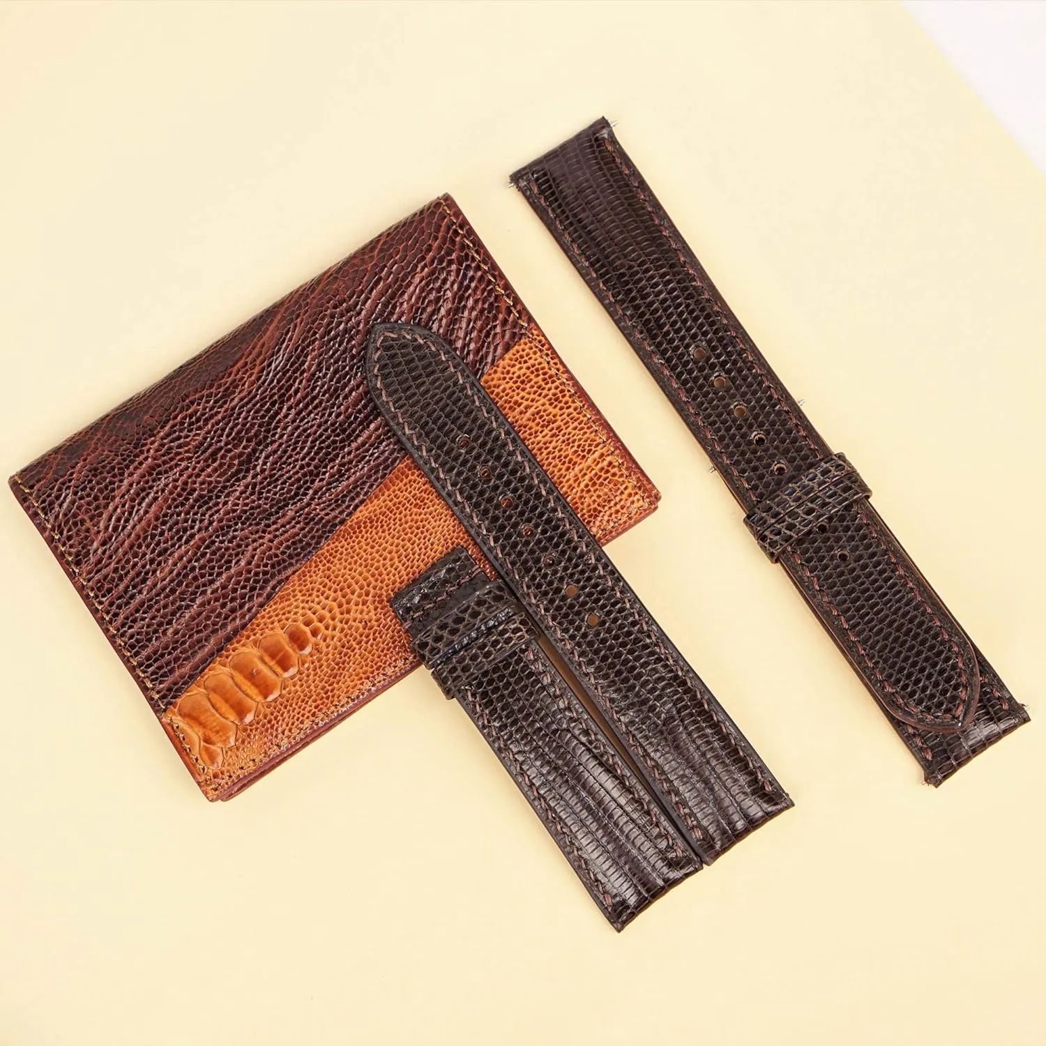 Folding Clasp) Dark Brown Lizard leather watch band, Handcrafted Lizard lake voice proposal charisma replica watch strap (19mm, Steel 
