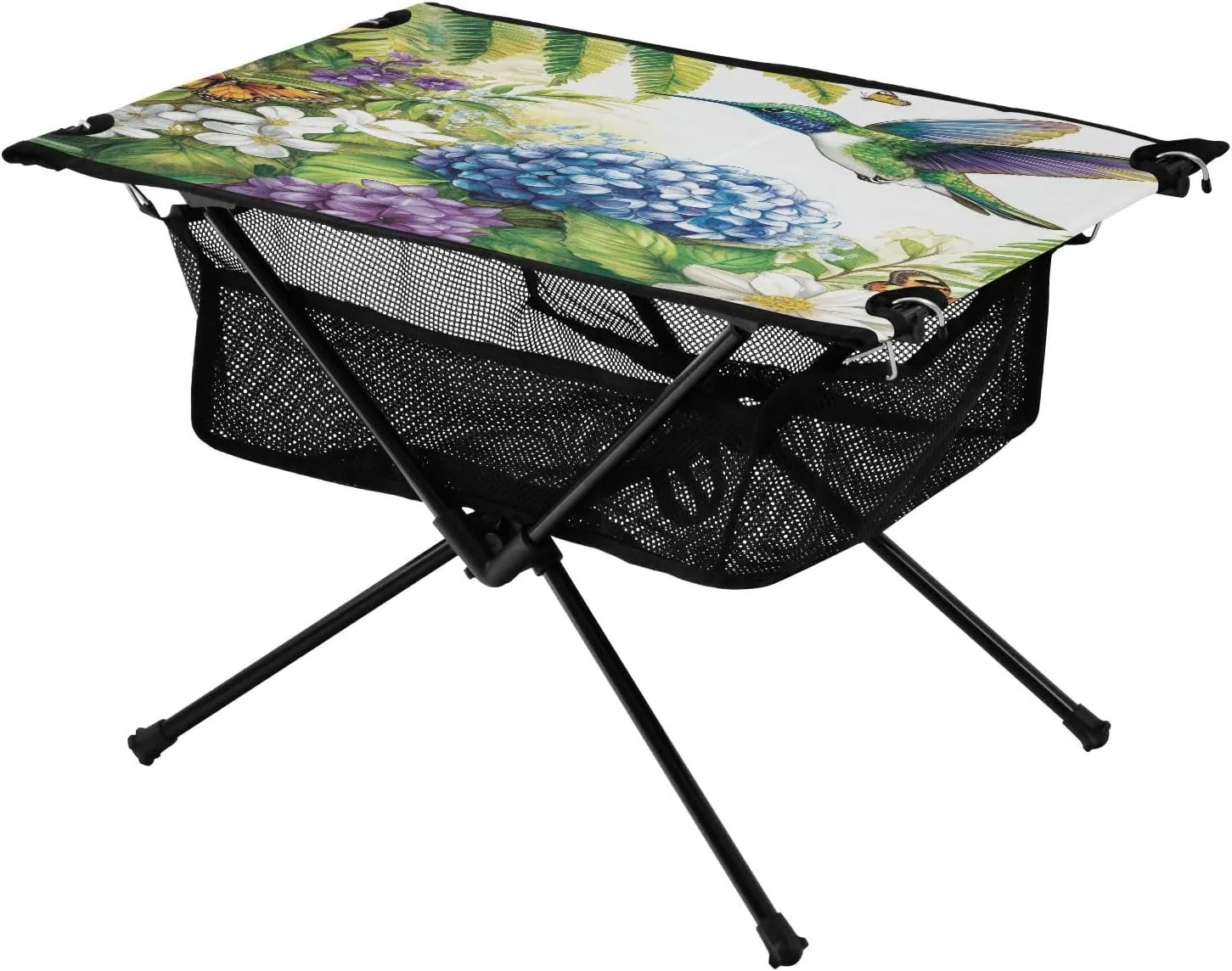Folding Table deem groan weave stark accord with Mesh Storage Net Butterfly Flower Plant Bird Ideal for Camping Hiking Beach Picnic Travel Backyard Camping Table Lightweight Portable 