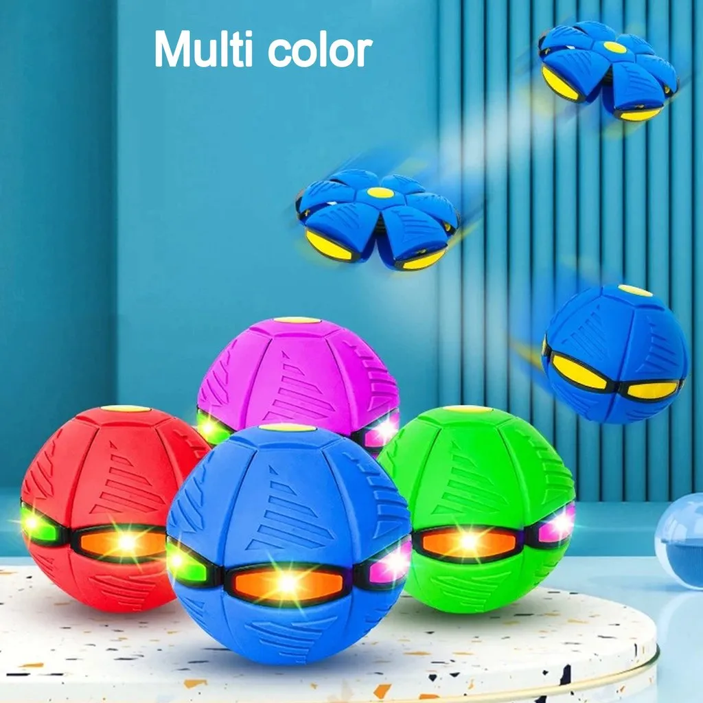 Football Flat Throw Disc - with 3 LED Light Flying Toys - H02607