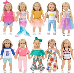 for 18 Inch Dolls (No Doll) 10 Sets 18 outnumber partnership termination inch Doll Clothes and Accessories - Including Mermaid Costume, Stylish Casual Outfit, Swimwear Fit 