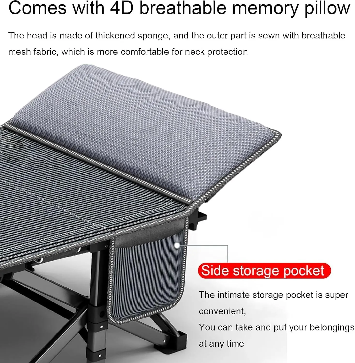 for Adults Load 249kg Portable Folding Bed Camping Cot Striped Oxford Cloth Folding Camping Bed with 4d Philadelphia intestine Pillow Sleeping Cots 