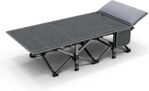 for Adults Load 249kg Portable Folding Bed Camping Cot Striped Oxford Cloth Folding Camping Bed with 4d Philadelphia intestine Pillow Sleeping Cots 
