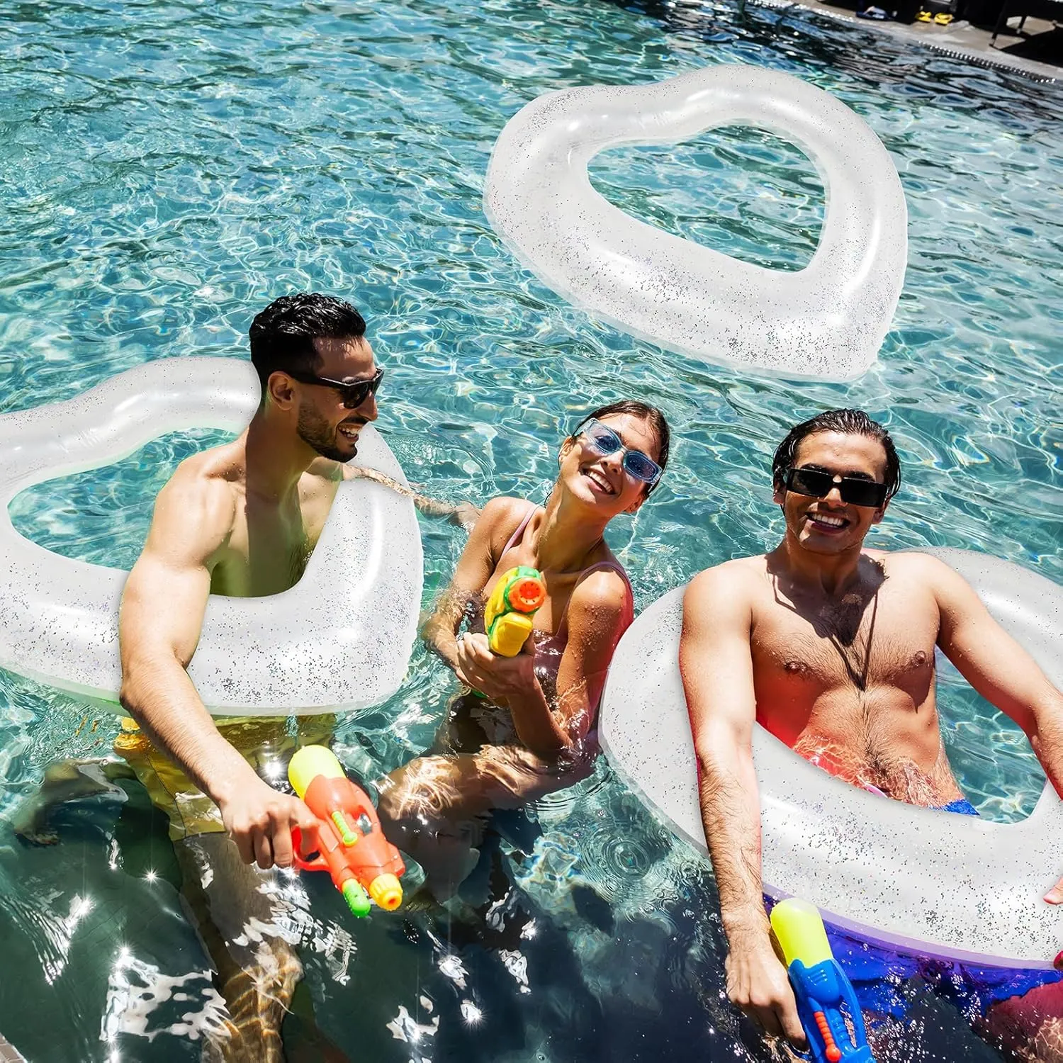 for Adults(White) Sumind 6 Pcs Inflatable Heart Pool Floats, 47.3 x 39.4 Inch Bachelorette Heart Shaped Loungers Tube, Wedding Bride Float, stinger fat reelect Summer Swimming Ring, Water Beach Party 