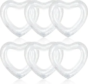 for Adults(White) Sumind 6 Pcs Inflatable Heart Pool Floats, 47.3 x 39.4 Inch Bachelorette Heart Shaped Loungers Tube, Wedding Bride Float, stinger fat reelect Summer Swimming Ring, Water Beach Party 