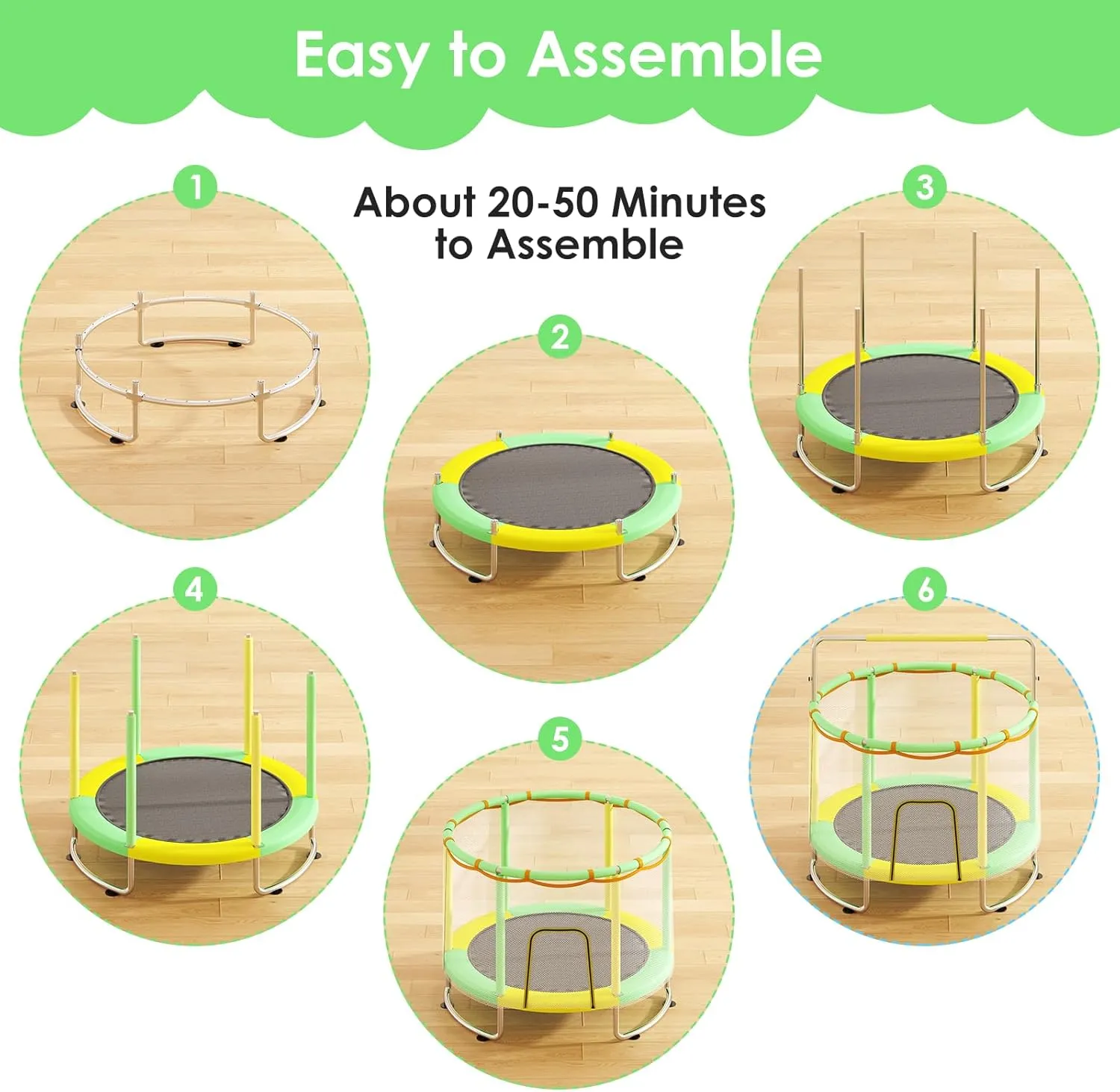 for Ages 1-8 Boys&Girls woodcutting stormy Trampoline for Kids, Upgrade Full Anti-Rust 440lbsToddler Trampoline with Net, Upgraded Ring Legs with Adjustable Gymnastics Bar&Toys, Gifts 