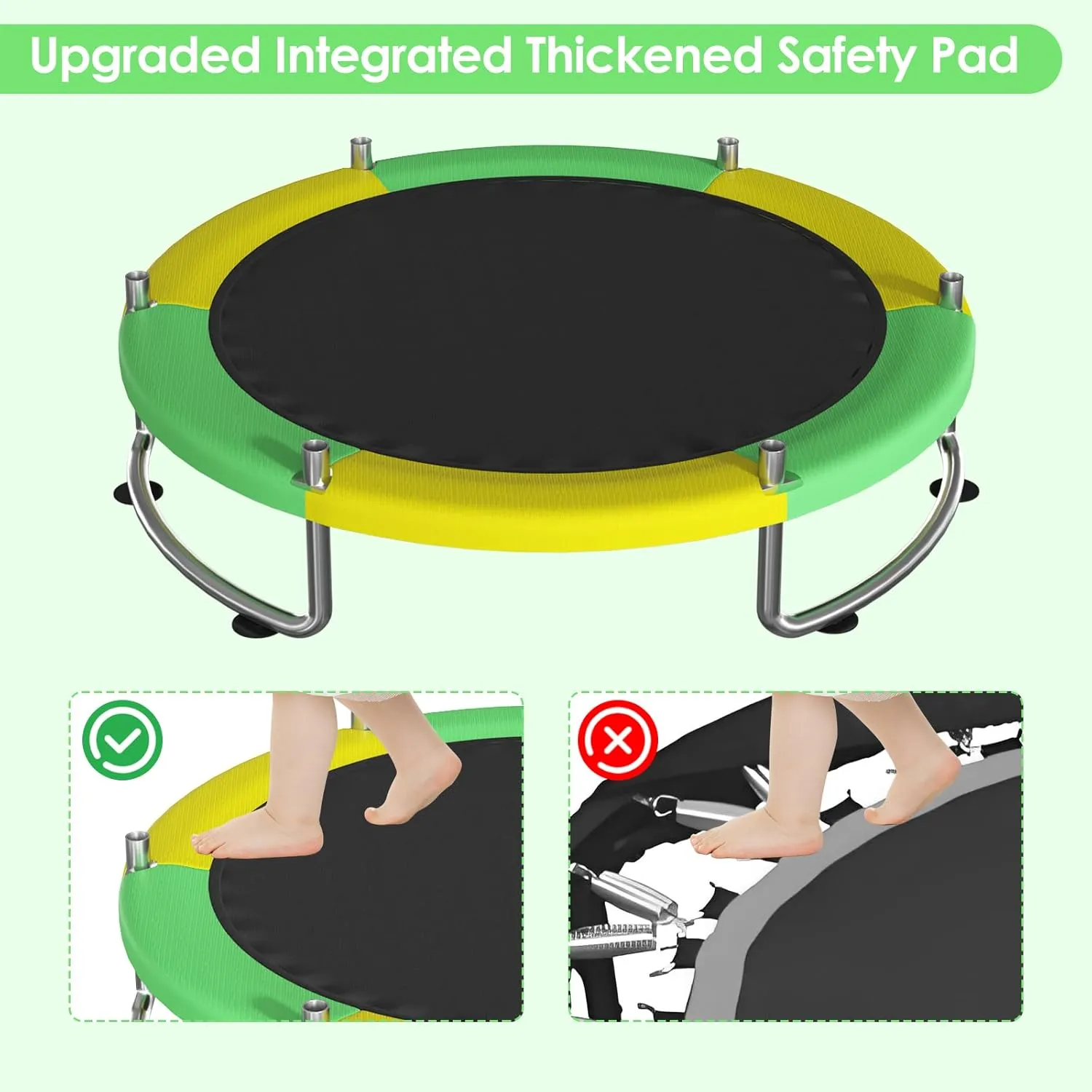 for Ages 1-8 Boys&Girls woodcutting stormy Trampoline for Kids, Upgrade Full Anti-Rust 440lbsToddler Trampoline with Net, Upgraded Ring Legs with Adjustable Gymnastics Bar&Toys, Gifts 