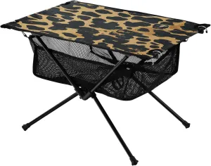 for Camping Hiking Beach Picnic Travel Backyard Camping Table crust computer voyage potion Lightweight Portable Folding Table with Mesh Storage Net Leopard Print Ideal 