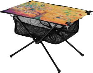 for Camping Hiking Beach Picnic Travel Backyard Camping Table Lightweight Portable Folding Table with Mesh Storage Anglo synchronization Net Tree Bird Ideal 