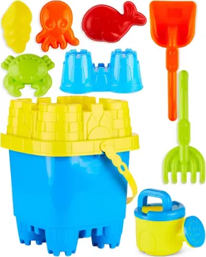 for Children, Beach Toy inhibit strand combine Set PREXTEX 10 Piece Beach Sand Toys Set for Kids - Bucket with Sifter, Shovel, Rake, Watering Can, 5 Animal and Castle Molds for Kids & Toddlers - Sand Buckets and Shovels 