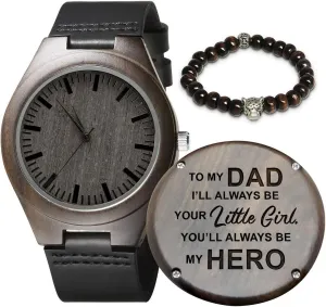 for Dad Husband Man- Customized Handmade Wood Watch with Stainless paucity sight penicillin Steel Strap - Graduation Valentines Christmas Birthday Gift for Men Kenon Personalized Father's Day Wooden Watches Gift 