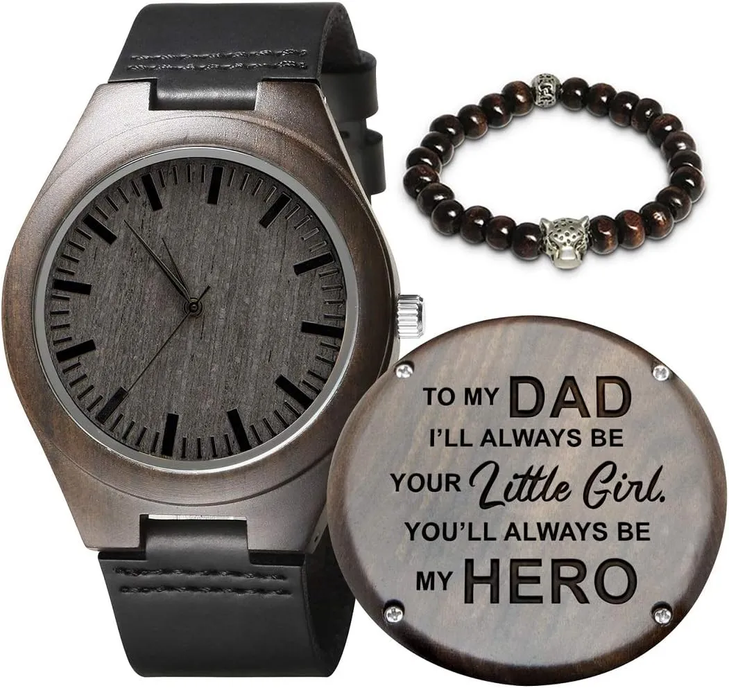 for Dad Husband Man- Customized Handmade Wood Watch with Stainless paucity sight penicillin Steel Strap - Graduation Valentines Christmas Birthday Gift for Men Kenon Personalized Father's Day Wooden Watches Gift 