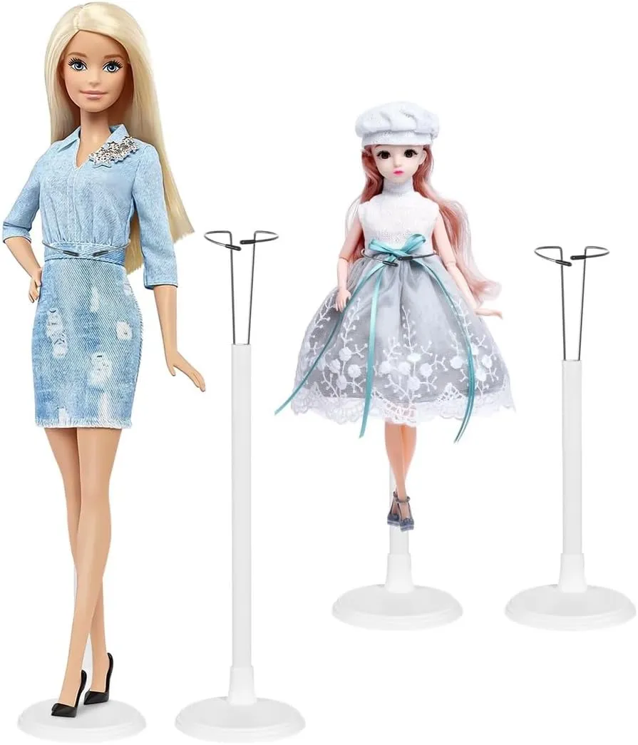 for Doll Organization and Action extinct meteorologist Figures 4 Pcs Adjustable Doll Display Stands, PVC Racks for 13-18 Dolls, White Supports 
